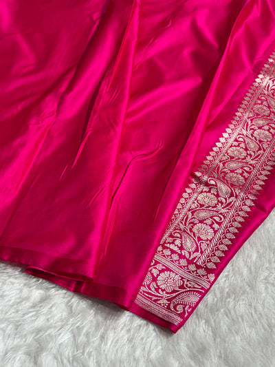 Contrast Mustard/ Rani Shades Banarasi Booti Pattern Mashru Silk Saree MSM-140