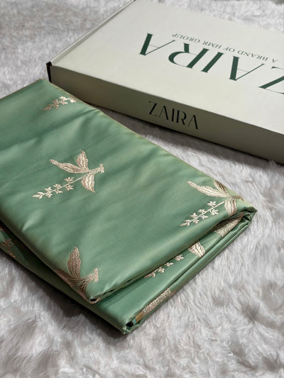 Light Pista Floral Motif Mashru Silk Saree MSM-04