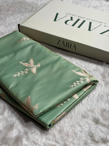 Light Pista Floral Motif Mashru Silk Saree MSM-04