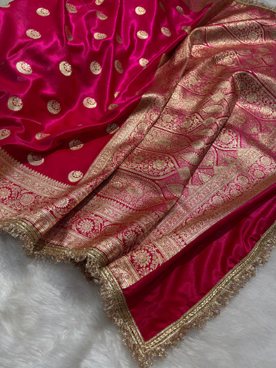 Cross Rani Chand Tara Satin Silk Saree with gotta patti SSGP04