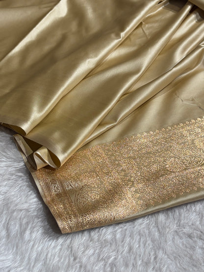 Tusser Shades Floral Jaal Pattern Satin Katan Silk saree SK55