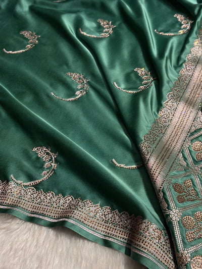 Rama Shades Unique Motif Mashru Swarovski Work Silk Saree BMCS47
