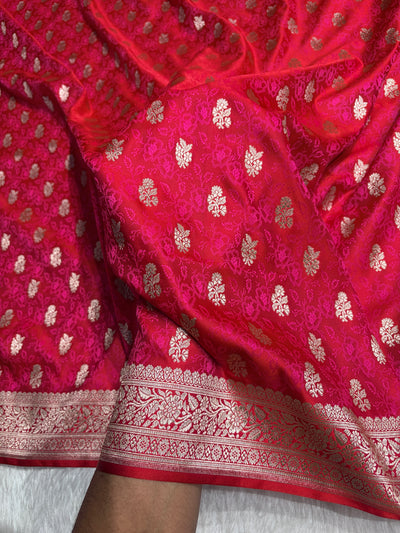 Cherry Red Shades Tanchoi Motif Mashru Silk Saree MST-10