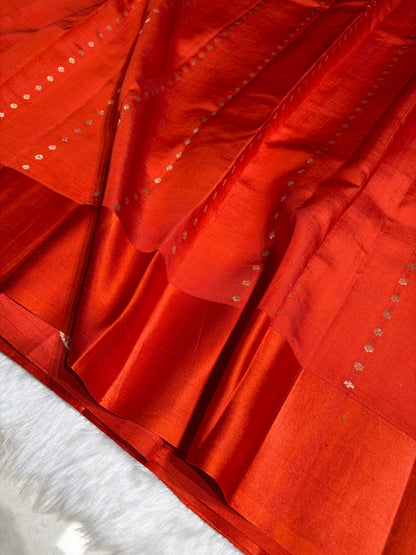 Rust Orange Shades Handwoven Pure Raw Mango Silk RM-61