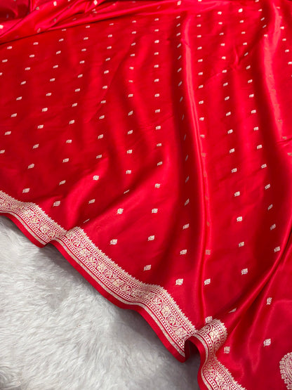 Premium Banarasi Satin Katan Saree in Red Shades SK90