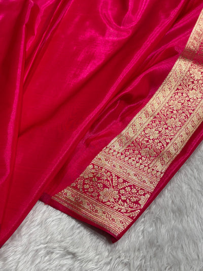 Cross Rani Shades Stripe Pattern Banarasi Satin Silk Saree SS46