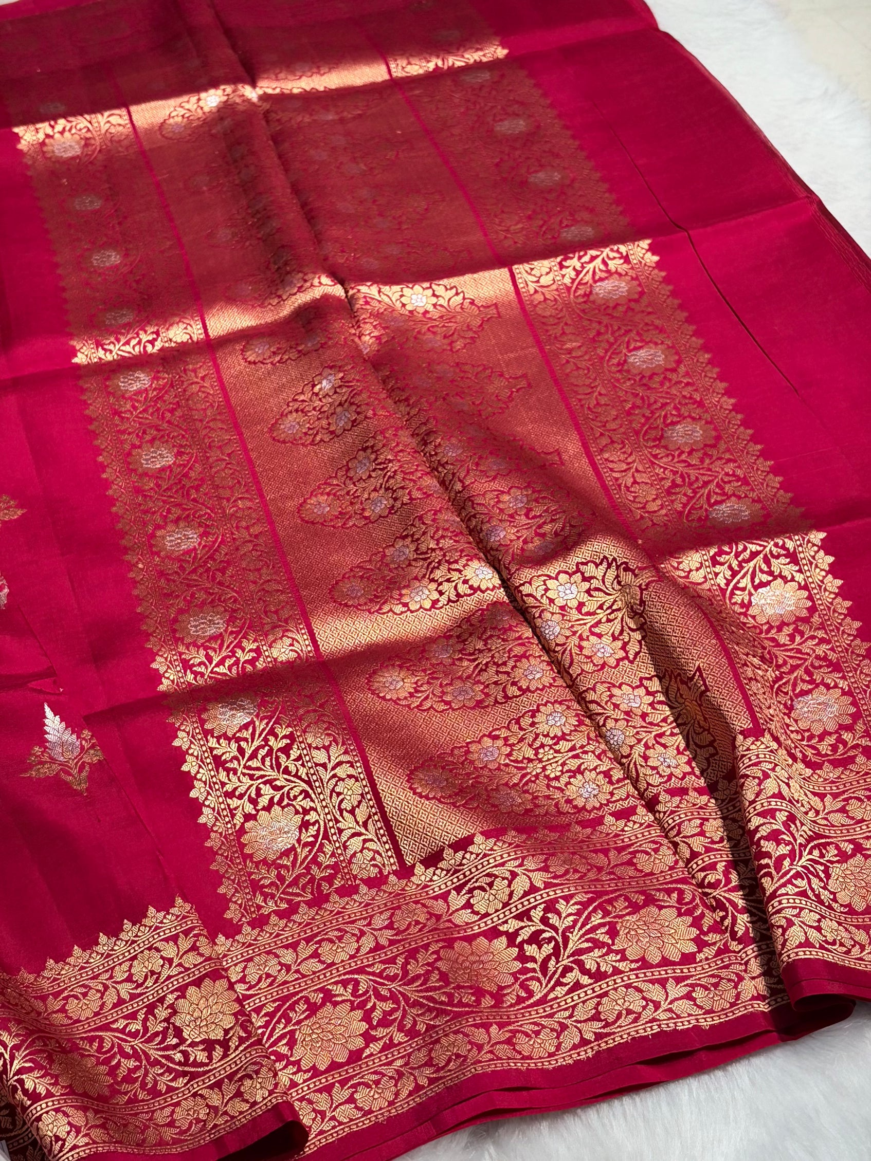 Ruby Pink Shades Boota Handwoven Pure Katan Raw Mango Silk RM-18
