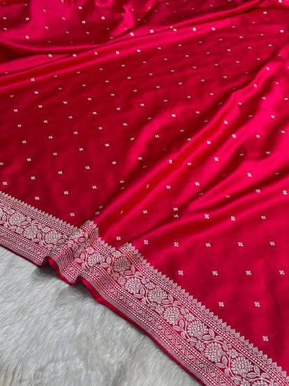 Dark Pink Shades Booti Mashru Silk Saree MS70