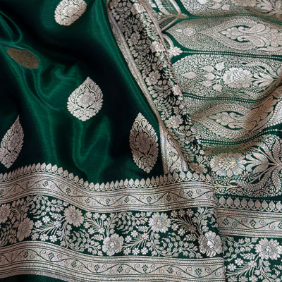 Ultra Light Weight Satin Silk Bottle Green Boota SS05