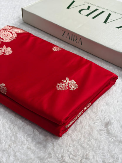 Red Shades Banarasi Boota Pattern Floral Mashru Silk Saree MSM-110