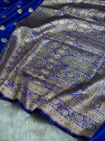 Bright Royal blue Chand Tara Satin Silk Saree SS04