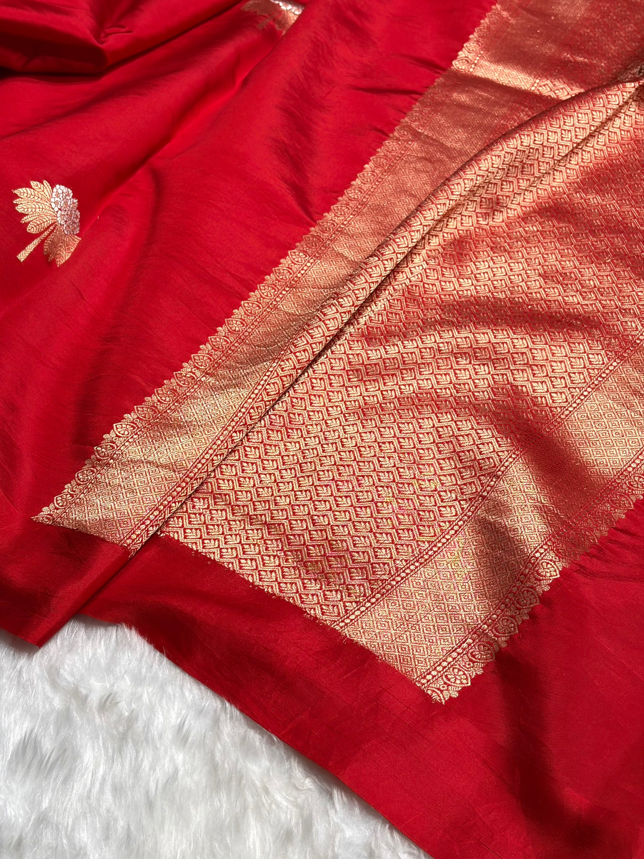 Red Shades Meena Boota Handwoven Raw Mango Silk RM-43