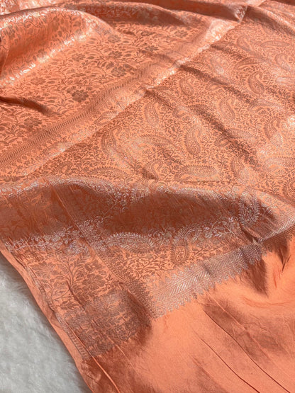 Peach Shade Flower Boota Pure Caramel Mango Silk Saree CS-17