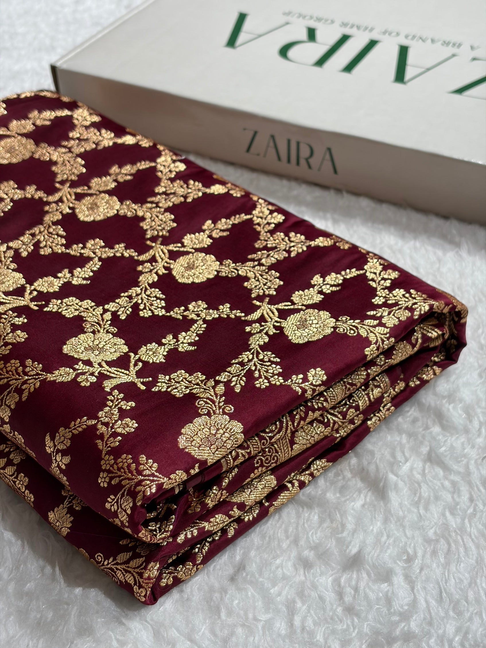 Banarasi Chocolate Shades Jaal Floral Pattern Satin Katan Silk Saree SK80