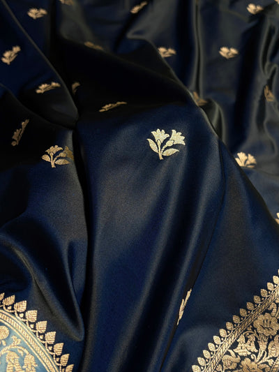 Contrast Peacock / Sky Blue  Shades Banarasi Booti Pattern Mashru Silk Saree MSM-138