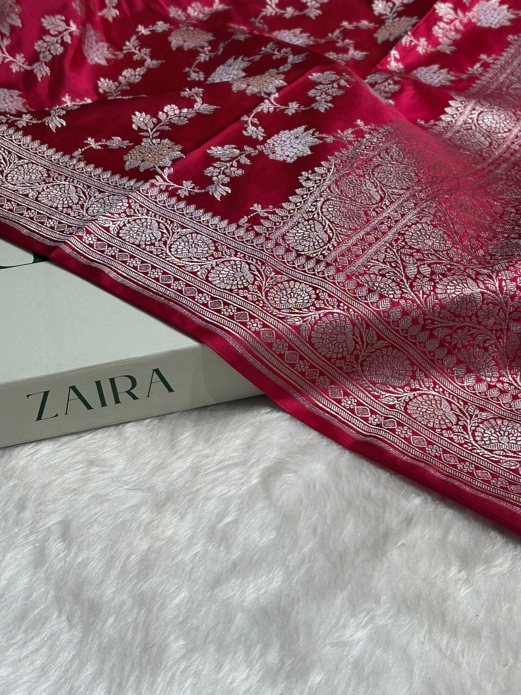 Ruby Pink Shades Jaal Pattern Mashru Silk Saree MS57