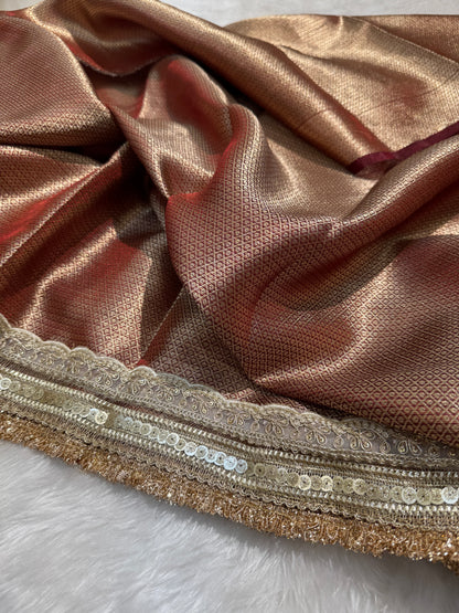 Semi Pure Tissue Silk Saree with Gotta Patti in Maroon Shades TGP12