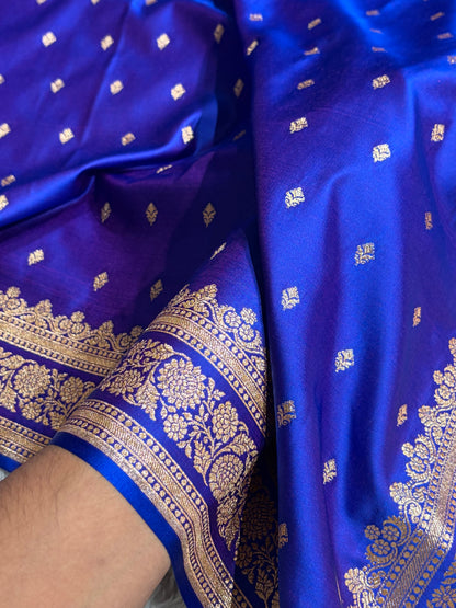 Royal Purple Booti Pattern Satin Katan Silk Saree SK51