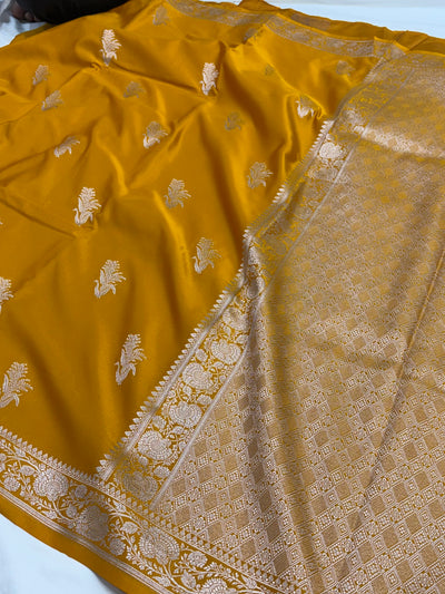 Mustard Shade With Booti Pattern Mashru Silk Saree