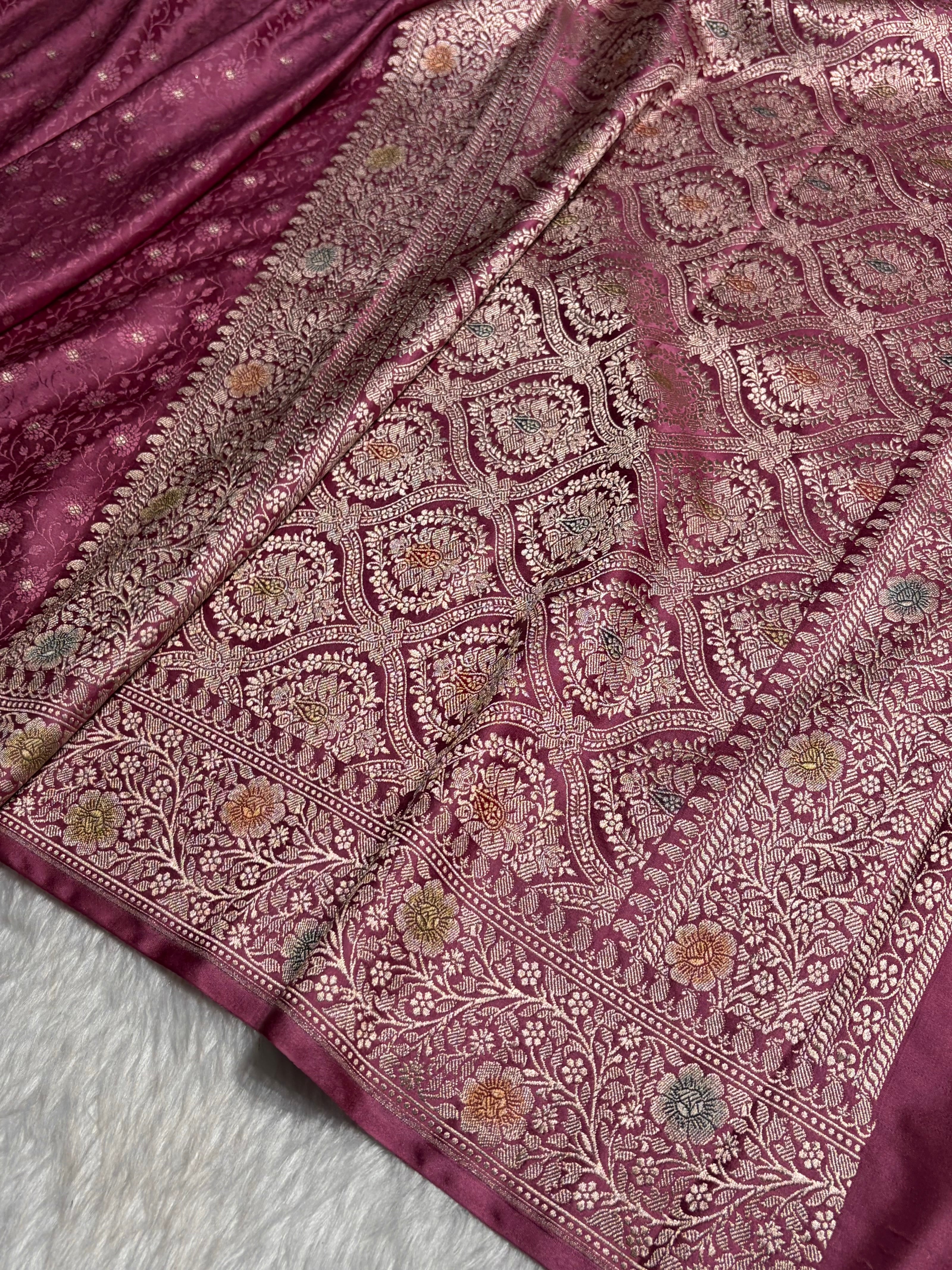 Mauve Shades  Minakari Booti Tanchoi Mashru Silk Saree MS49