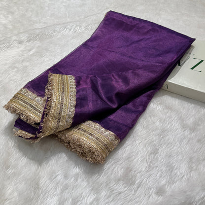 Semi Pure Tissue Silk Saree with Gotta Patti in Purple Shades TGP03