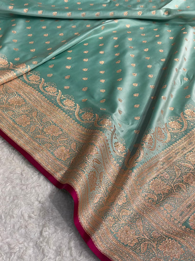 Banarasi Katan Silk Saree In Sea Green Shades SK08