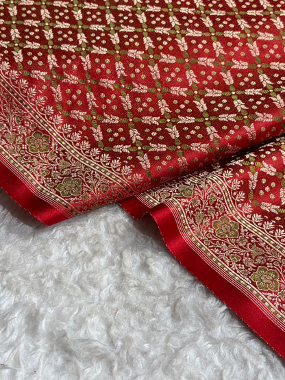 Maroon Jamawar Tanchoi Jaal Katan Silk Saree SKTM-23