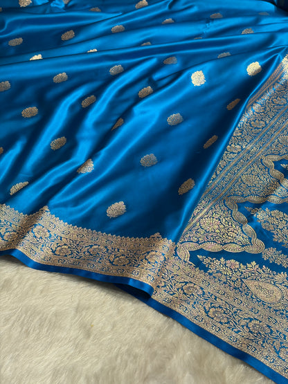 Firozi Booti Pattern Satin Katan Silk Saree SK65