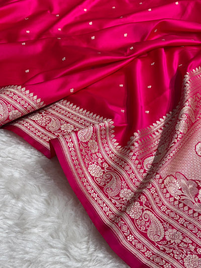 Banarasi Cross Rani Shades Mashru Silk Saree for Festive Seasons MCS64