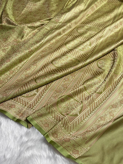 Pista Jamawar Tanchoi Katan Silk Saree SKTM-14