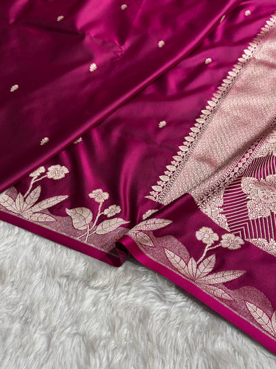 Wine Shade With Booti Pattern Mashru Silk Saree