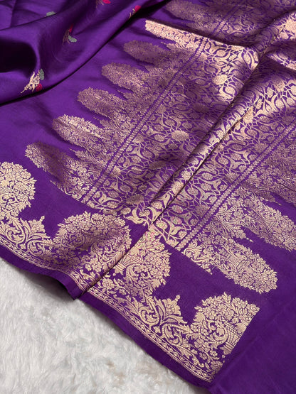 Purple Shades Minakari Handwoven Pure Raw Mango Silk RM-54