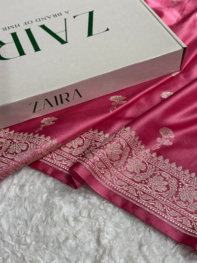 Banarasi Baby Pink Shades Boota Mashru Silk Saree MCS51