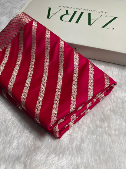 Cross Rani With Floral Border Mashru Silk Saree MSM-98