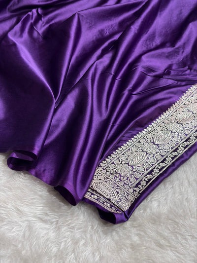 Banarasi Purple Shades Floral Mashru Silk Saree MCS92