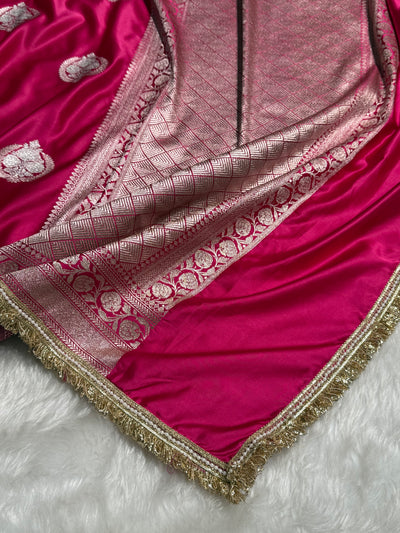 Rani Minakari Boota Mashru Silk Saree With Gota Patti MCSGP35