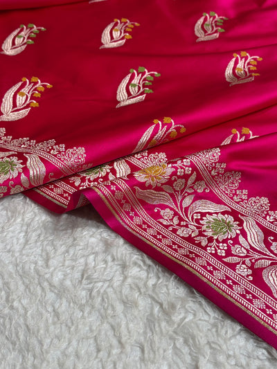 Cross Rani Shades Banarasi Boota Pattern Minakari Floral Mashru Silk Saree MSM-121