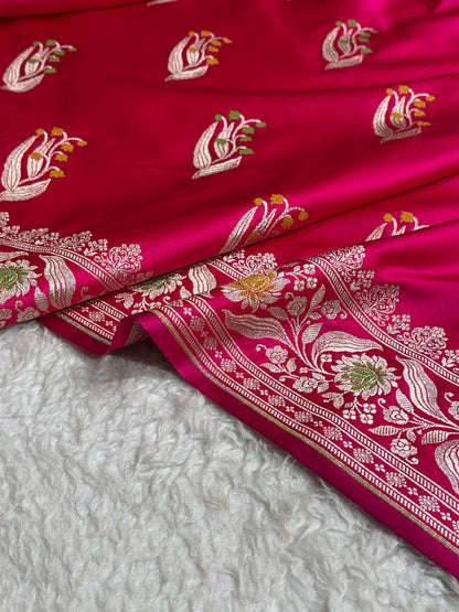 Cross Rani Shades Banarasi Boota Pattern Minakari Floral Mashru Silk Saree MSM-121