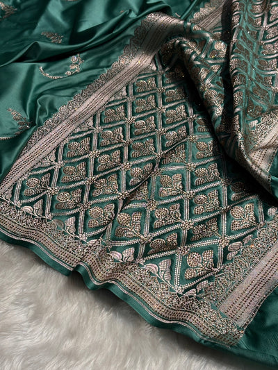 Rama Shades Unique Motif Mashru Swarovski Work Silk Saree BMCS47