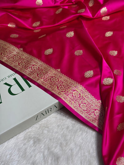 Rani Booti Pattern Satin Katan Silk Saree SK65