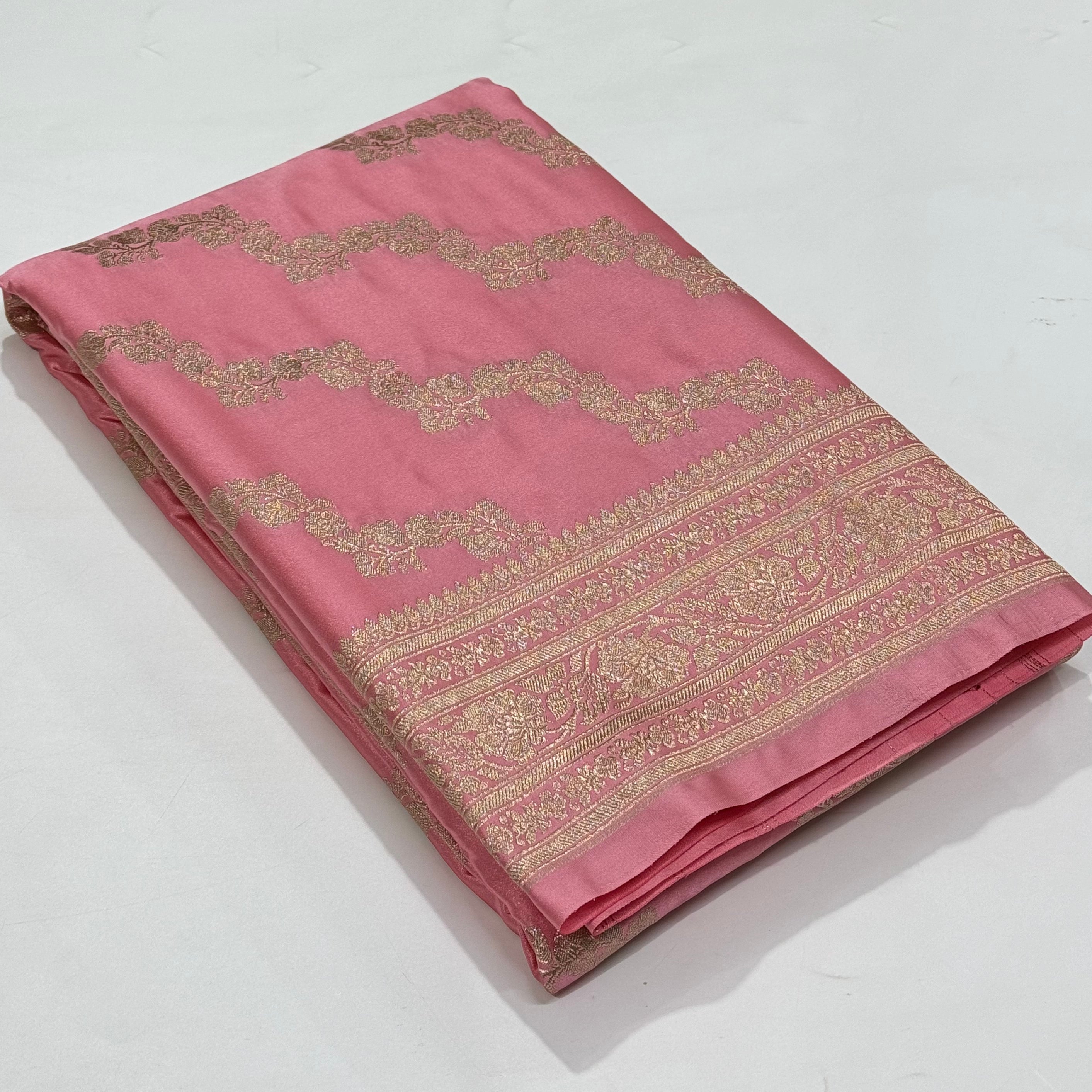 Baby Pink Mashru Silk Cross