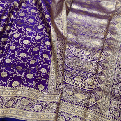 Ultra Light Weight Satin Silk Jaal in purple Shades