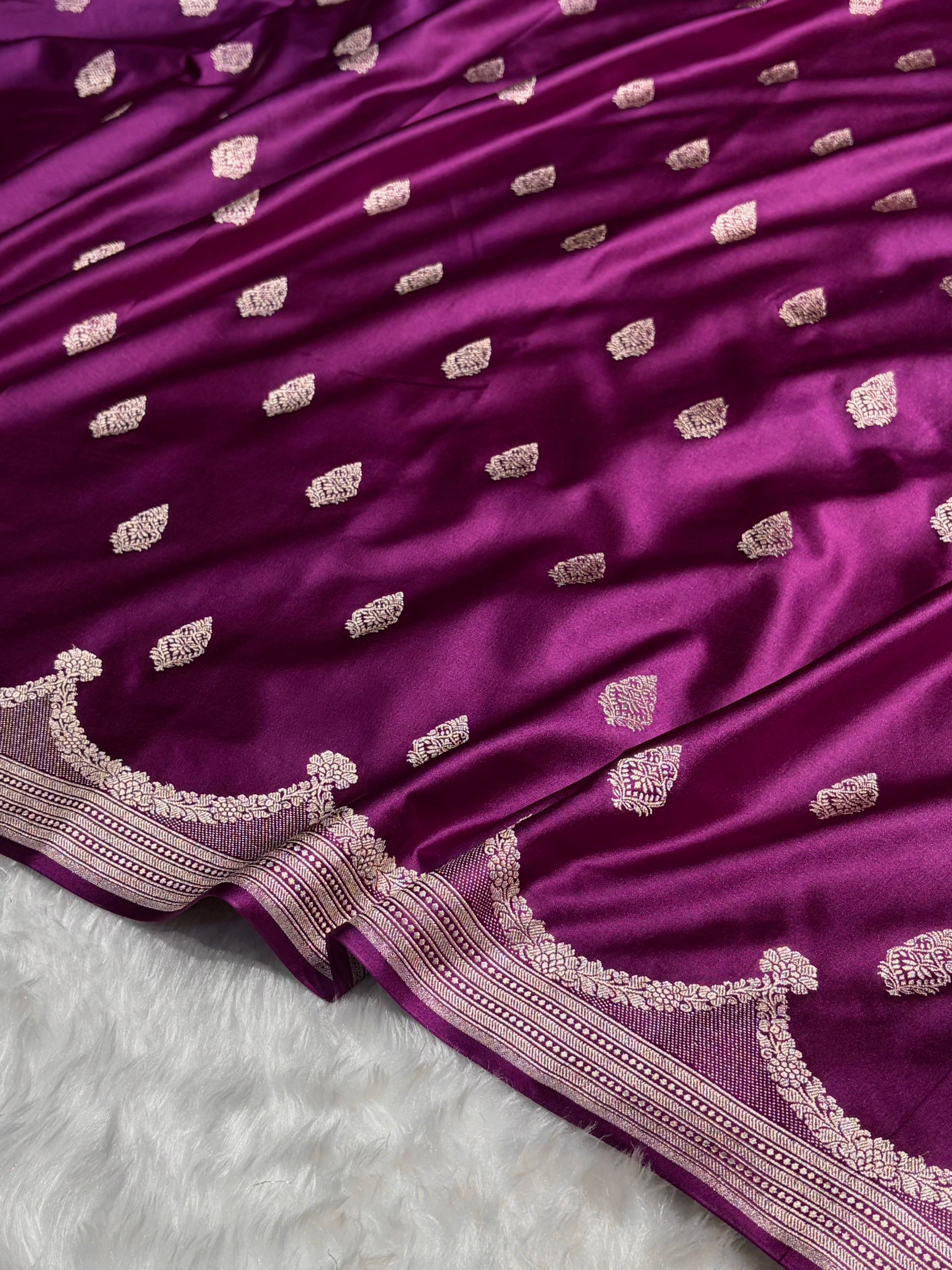 Purple Shades Scallop Mashru Silk Saree MS20