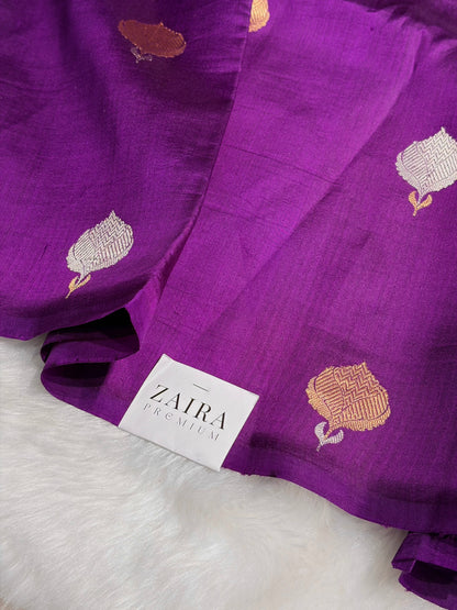 Wine Shades Boota Handwoven Pure Raw Mango Silk RM-10