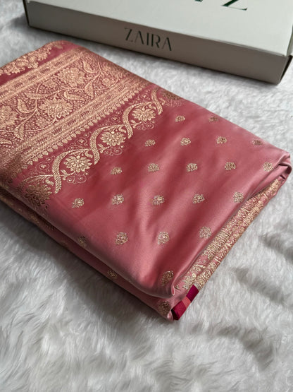 Katan Silk Saree In Baby Pink Shades SK08