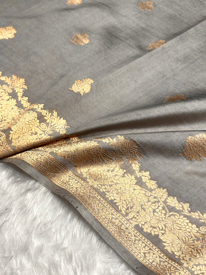 Mouse Gray Shades Handwoven Pure Raw Mango Silk RM-52