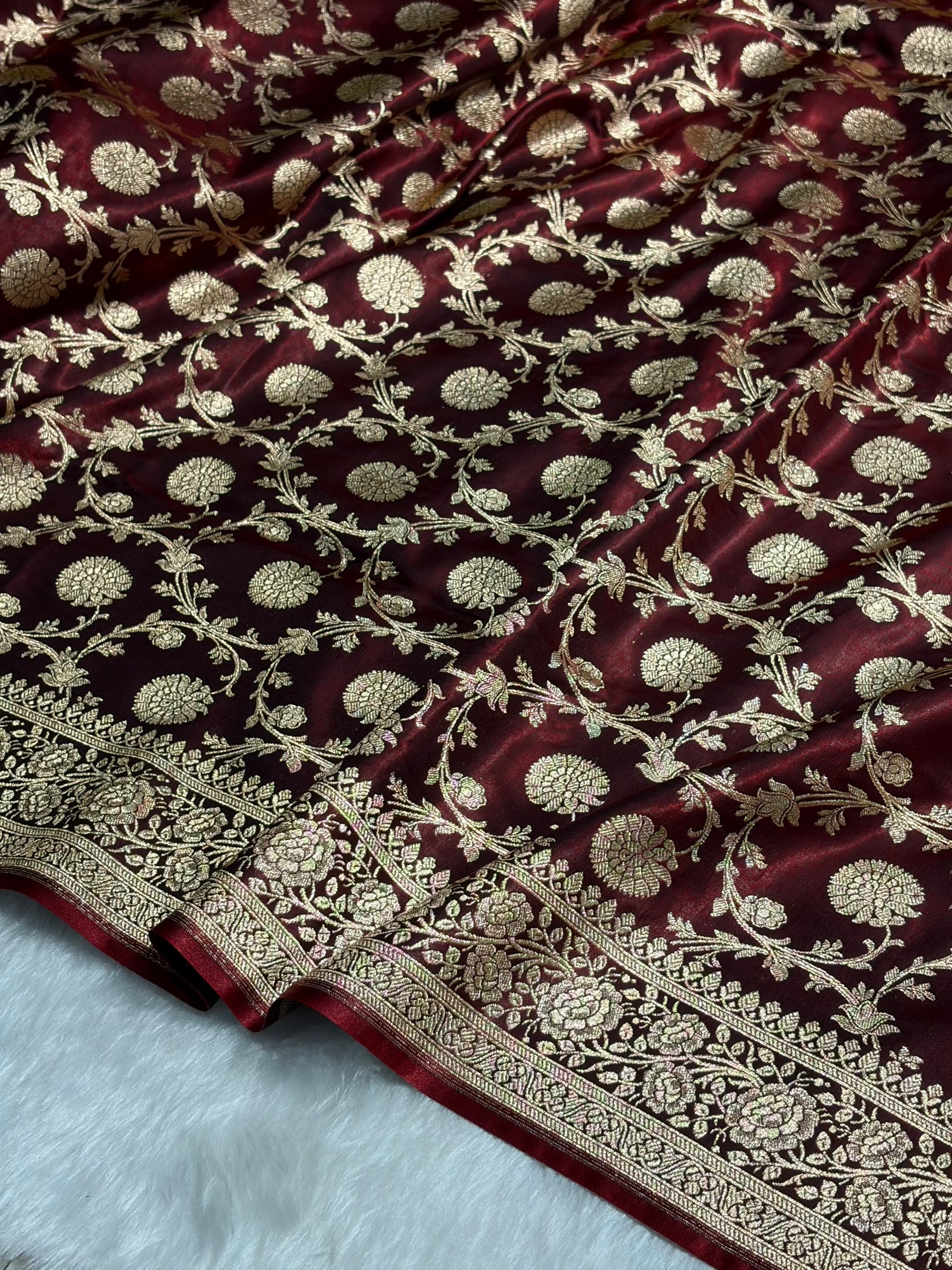 Light Weight Maroon shades Satin Silk Saree SS15