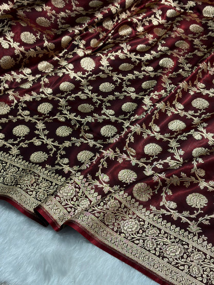 Light Weight Maroon shades Satin Silk Saree SS15