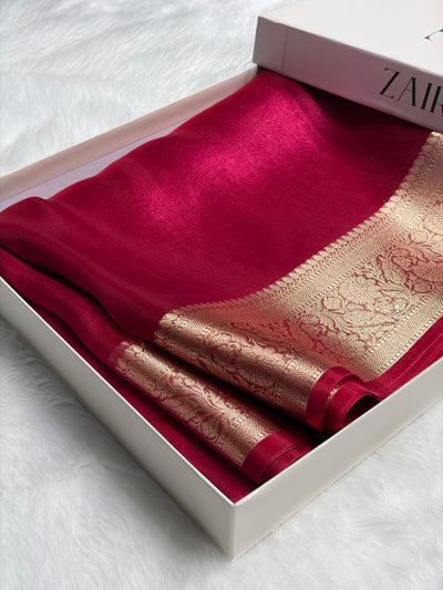Banarasi Pink Shades Pure Tissue Silk Saree PT-60