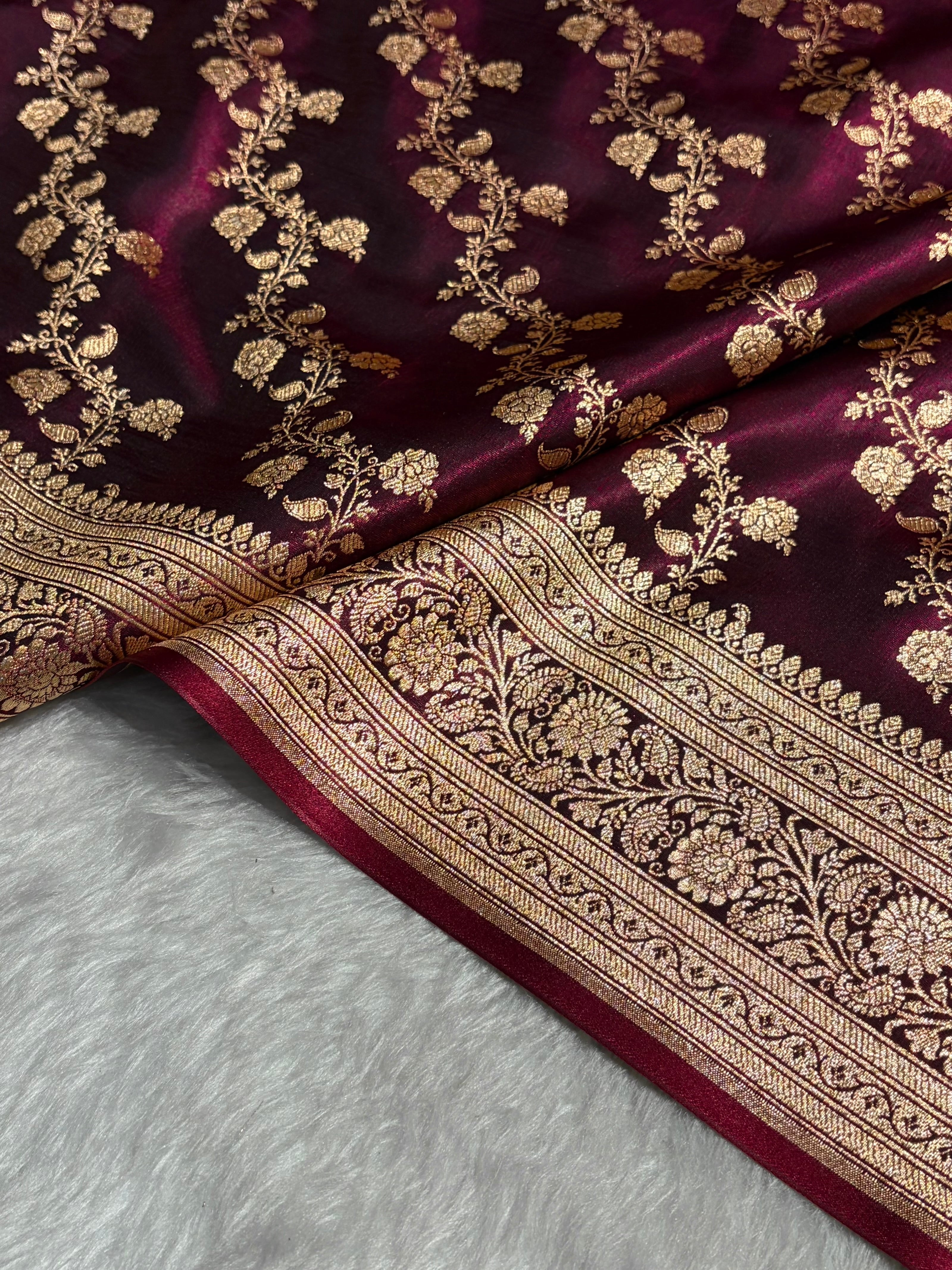 Ultra Light Weight Satin Silk Cross in Dark Wine Shades SS11